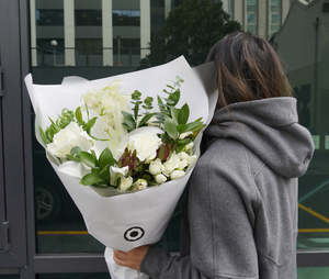 Arrived In White Graduation Bouquet - Fresh White Flowers Auckland