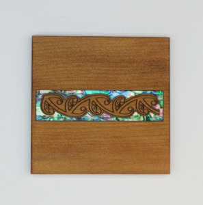 Products: Kowhaiwhai Square Coaster with Paua