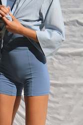 Loungewear Collection: Bonnie Biker Shorts - Denim Blue