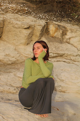 Loungewear Collection: Faro Merino Top - Avocado SAMPLE