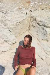 Loungewear Collection: Faro Fluted Top - Auburn SAMPLE