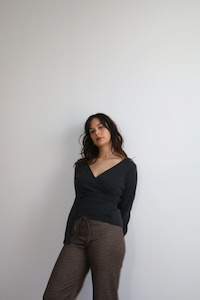 Loungewear Collection: Belém Boiled Wool Wrap - Black