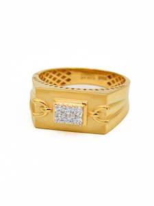 22ct Gold Rings Men: 22ct Gold CZ Mens Ring