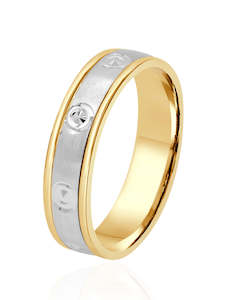 18ct Gold Ring Women: 18ct Gold Two Tone Band Ring