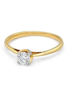 18ct Gold Ring Women: 18ct Gold 0.42ct Diamond Ring