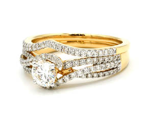 18ct Gold Ring Women: 18ct Gold 1.17ct 2PC Diamond Wedding Ring
