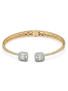 18ct Gold Diamond Two Tone 1 Piece Ladies Bangle 1.09 ct