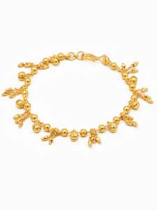 Bracelets: 22ct Gold Ball Charms Ladies Bracelet