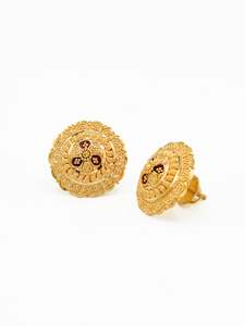 Women Gold Jewellery: 22ct Gold Minakari Stud Earrings