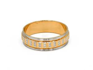 22ct Gold Rings Men: 22ct Gold Two Tone Band Ring