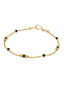 Bracelets: 22ct Gold Ball Black Beads Ladies Bracelet
