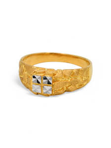 Men Gold Jewellery: 22ct Gold Two Tone Mens Ring