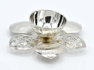Prayer Items: Silver Flower Decorative Diya