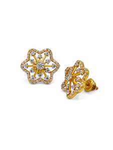 Jewellery: 22ct Gold CZ Stud Earrings