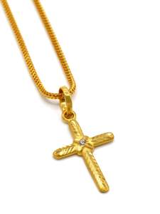 22ct Gold CZ Cross Pendant