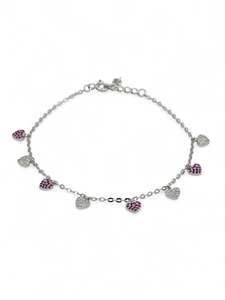 925 Sterling Silver CZ Charms Ladies Bracelet