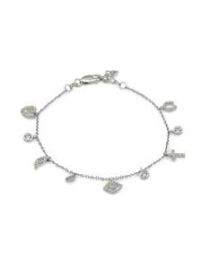 925 Sterling Silver CZ Charms Ladies Bracelet