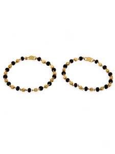 22ct Gold Ball Black Beads Baby Bracelet