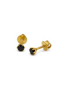 22ct Gold Black CZ Stud Earrings