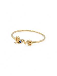 18ct Gold Love Blue CZ Ladies Ring