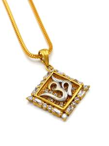 22ct Gold Cz Om Pendant
