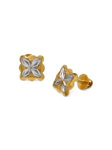 22ct Gold Two Tone Stud Earrings
