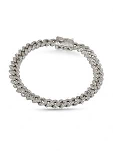 Sterling Silver CZ Curb Bracelet