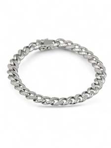 Sterling Silver CZ Curb Bracelet