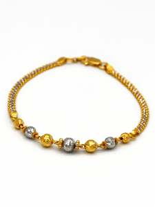 22ct Gold Two Tone Ball Ladies Bracelet