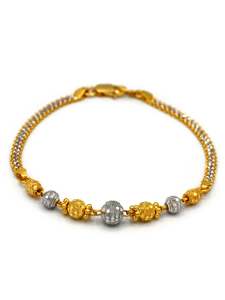 22ct Gold Two Tone Ball Ladies Bracelet