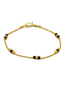 22ct Gold Ball Black Beads Ladies Bracelet