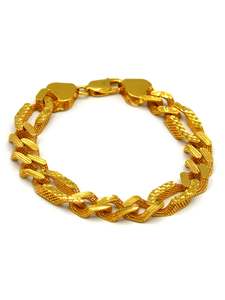 22ct Gold Hollow Figaro Mens Bracelet