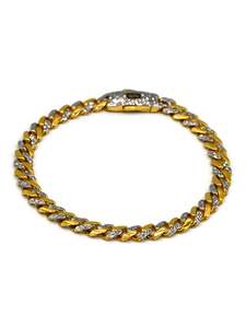 22ct Gold Bracelets Mens: 22ct Gold Two Tone Curb Monaco Bracelet