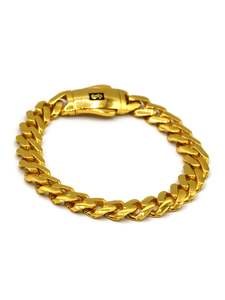 22ct Gold Bracelets Mens: 22ct Gold Hollow Curb Monaco Bracelet