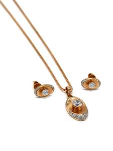18CT Rose Gold Cz Pendant Set