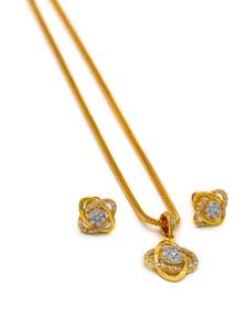 22ct Gold CZ Pendant Set
