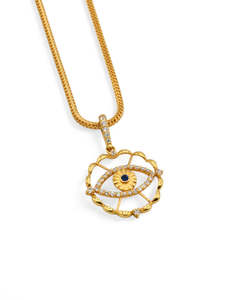 22ct Gold Pendant Baby: 22ct Gold CZ Evil Eye Pendant
