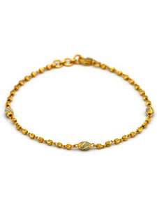 Under 1000: 22ct Gold Two Tone Ball Ladies Bracelet