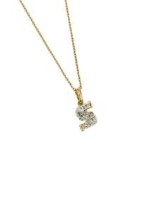 Diamond: 9K Yellow Gold Single Stone Initial "S" Pendant