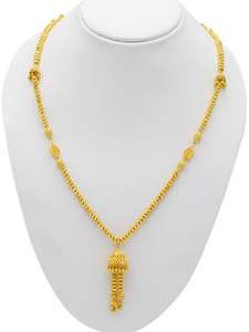 22ct Gold Filigree Ball Long Fancy Chain