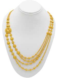 22ct Gold Ball 4 Row Fancy Chain