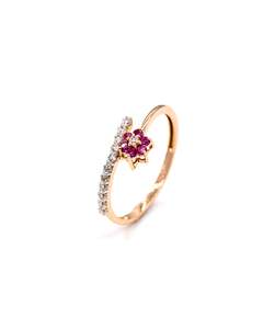 18ct Gold: 18ct Rose Gold CZ Ladies Ring