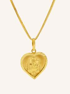 Pendants: 22ct Gold Ganesha Heart Pendant