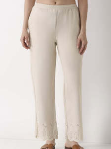 Kurti Pants: Natural Cotton Blend Straight Pants