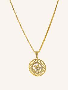 22ct Gold CZ Round OM Pendant