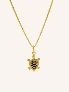 22ct Gold CZ Black Turtle Pendant