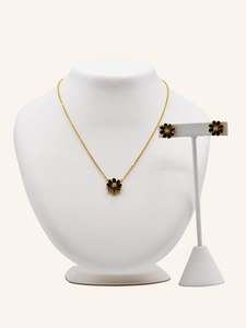 22ct Gold Black CZ Necklace Set