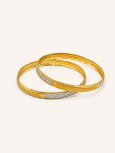 Women Gold Jewellery: 22ct Gold Two Tone 2 Piece Bangle