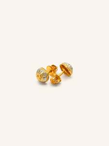 Women Gold Jewellery: 22ct Gold Two Tone Stud Earring