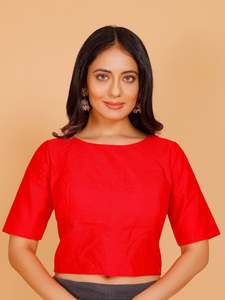 Saree Blouses: Ladies Dupion Silk Crop Top Blouse
